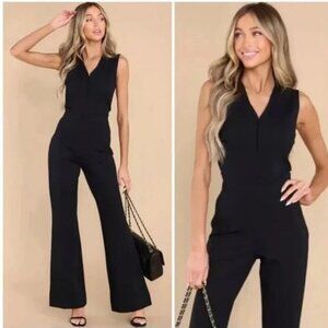 SPANX The Perfect Sleeveless Ponte Flare Stretch Jumpsuit Womens Size XL